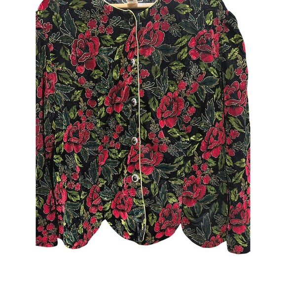 VINTAGE R & K Evenings Jacket Coat Dressy Fancy 90s Velvet Floral Print 22W - Picture 3 of 6